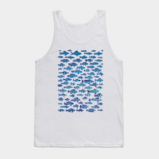 School of Blue Sardine Fish Swimming Tank Top